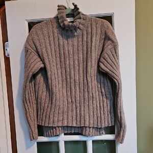 Everlane Gray Ribbed Wool Cashmere Knit Sweater Turtleneck Small